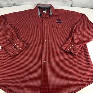 Wrangler National Patriot Pearl Snap Button Shirt Men's Red White Large